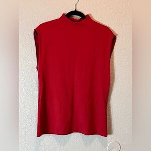 Red Sleeveless Mock Neck Top